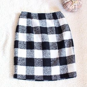 🍁The limited wool blend check midi skirt